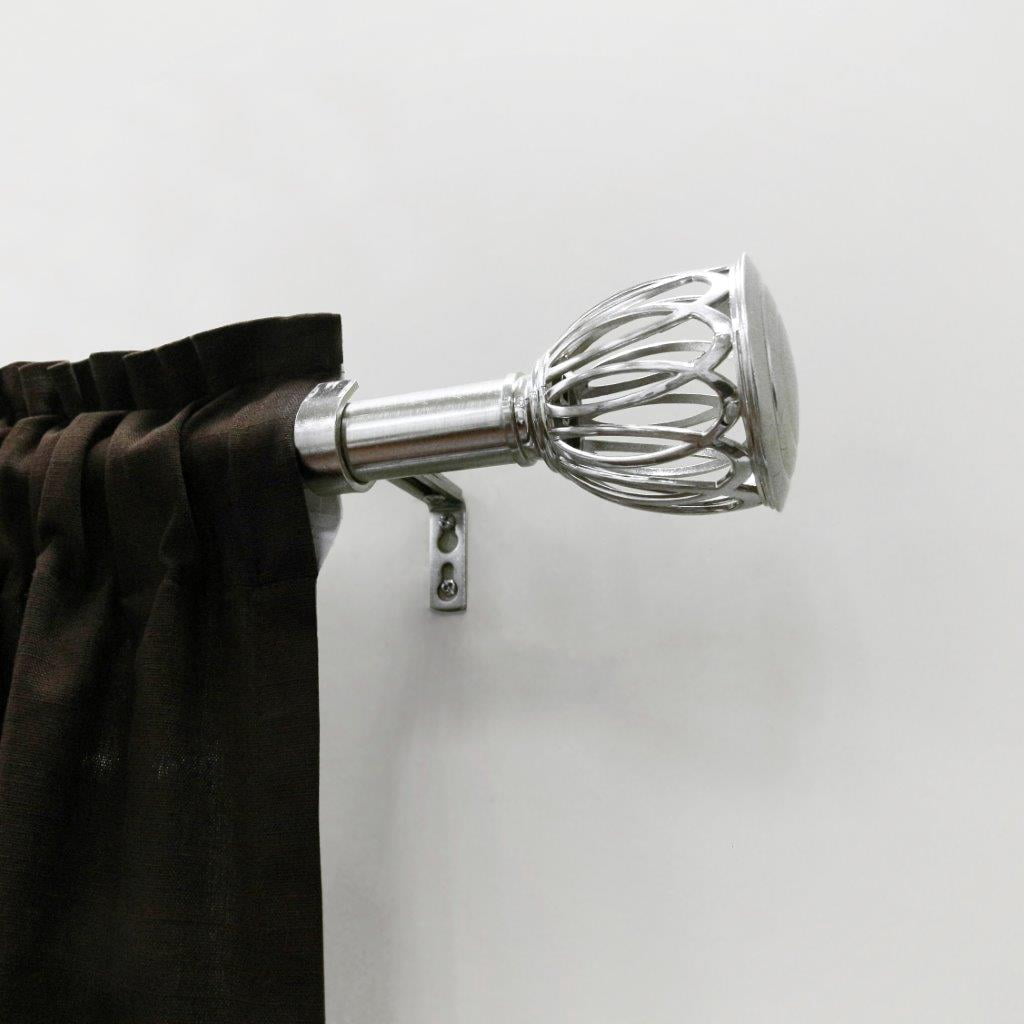Lumi 72 " - 144 " Adjustable 1 " Single Curtain Rod Set in Brushed Nickel with Cage Finials
