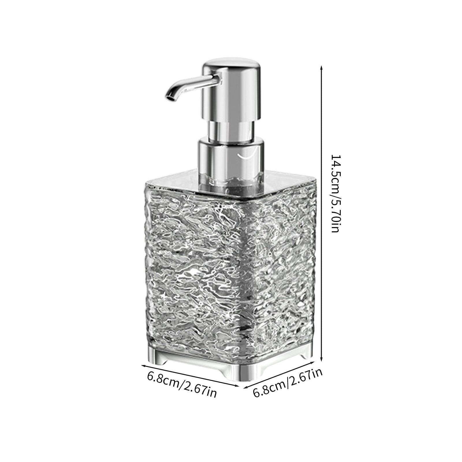 Glass Foaming Soap Dispenser with Silver Pump, Vintage-Inspired Modern Glass Refillable Bottle for Bathroom Vanity Countertop and Kitchen