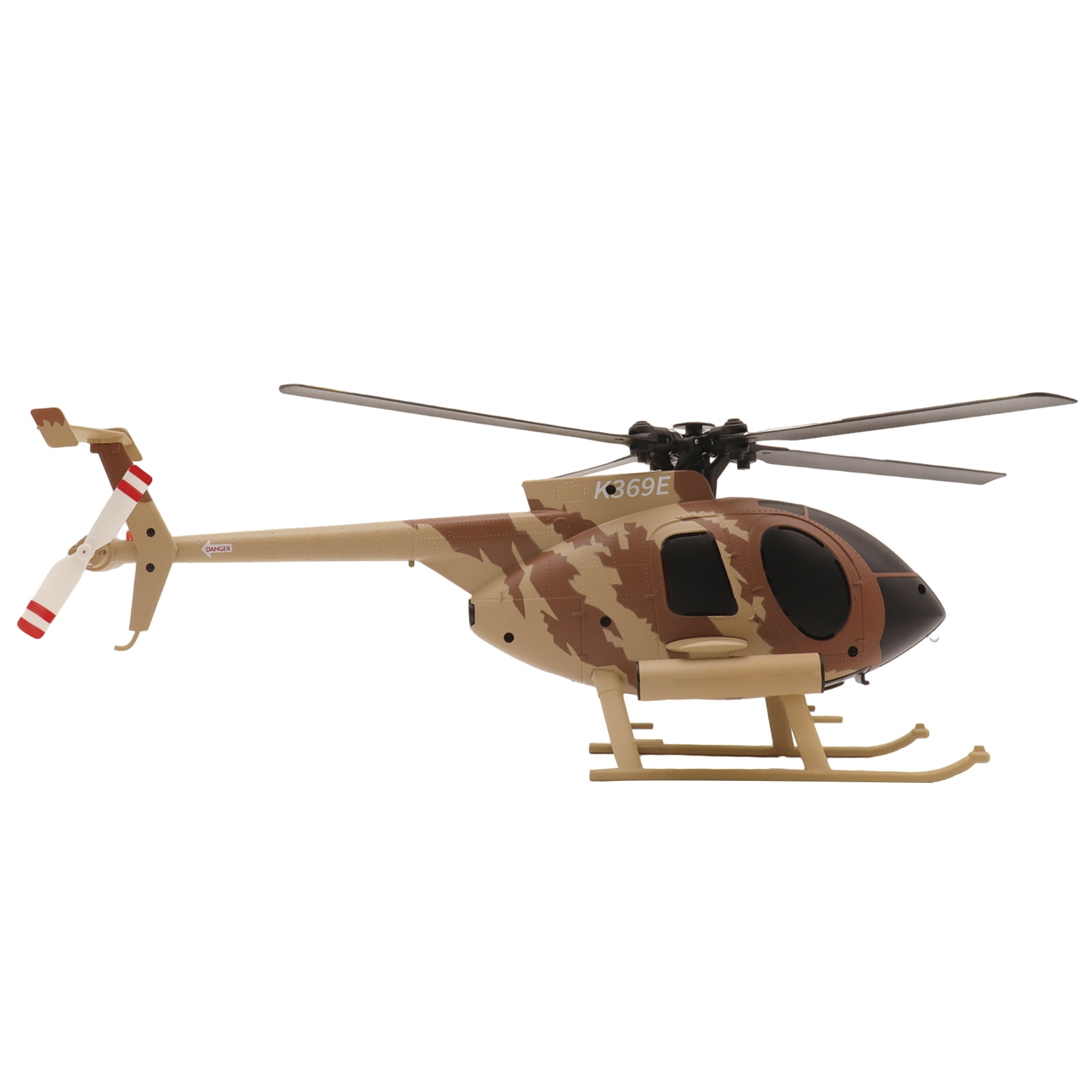 RC ERA C184 MD500 RC Helicopter, 2.4G 4CH Brushless RC Helicopter with Optical Positioning, 6-Axis Groy Military Aircraft Model for Adults - 4 Battery