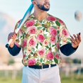 thumbnail image 5 of KLL Rose Flowers for Men's Baseball Shirts,Short Sleeve Casual Shirts Button Down Shirt for Men Beach Summer Wedding Shirt-Large, 5 of 7
