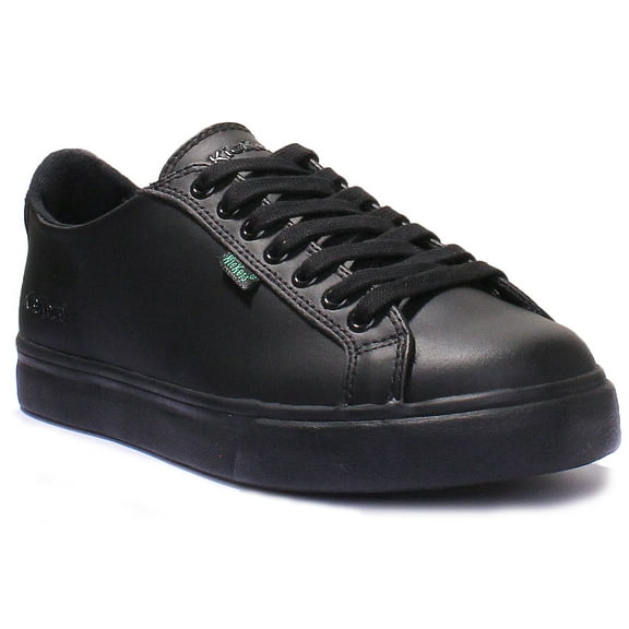 Kickers Tovni Lacer Youth Lace Up Leather Sporty Shoes In Black Size 4