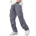 thumbnail image 2 of Ceisia Men's Solid Color Loose Cargo Pants with Multi Pockets & Drawstring Waist Dark Gray M Gifts, 2 of 9