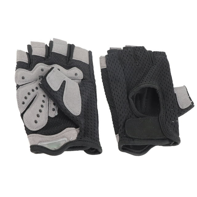 Guantes de fitness, guantes de entrenamiento para hombres y mujeres, guantes de ejercicio para levantamiento de pesas, ciclismo, entrenamiento, medio dedo, negro, M