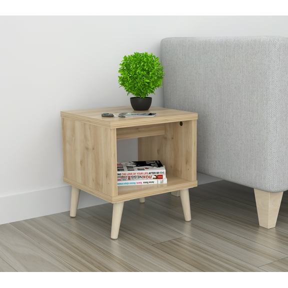 Inval Scandia Modern End Table with Open Storage, Maple