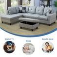 thumbnail image 2 of Aukfa 103" Sectional Sofa with Storage Ottoman, L Shape Couch for Living Room, Left Facing Chaise, Linen, Gray, 2 of 11
