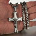 thumbnail image 2 of QQTDFG Fashion Women Men Cross Crucifix Jesus 6mm Stainless Steel Byzantine Necklace-Silver-26inch or 66cm, 2 of 4