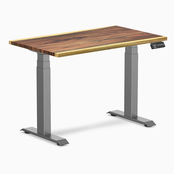 Desky Dual Mini Hardwood Sit Stand Desk - Saman / 40 X 24 Inches / Space Gray