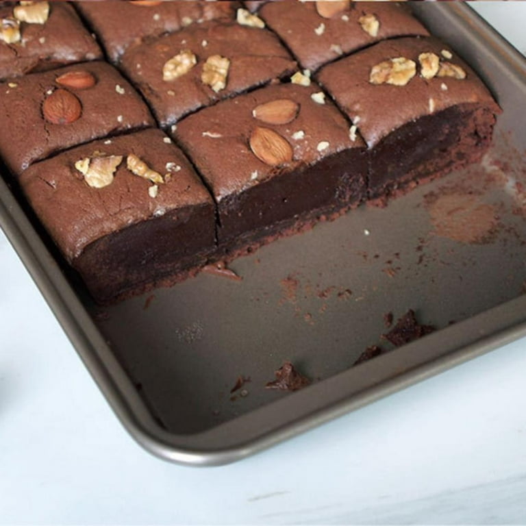 Non Stick Brownie Pans with Dividers Baking Pan with Built-In Slicer 18  Pre-slice Brownie Baking Tray Square Small Brownie Pan for Chocolates  Candies