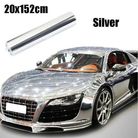 20x152cm Silver Chrome Mirror Vinyl Wrap Film Car Stickers Decal