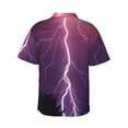 thumbnail image 3 of Fotbe Thunderstorm Violet Purple Hawaiian Shirt For Men Unisex Summer Beach Casual Short Sleeve Cotton Linen Button Down Shirts-Large, 3 of 9
