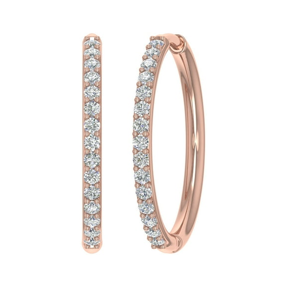 0.40 Carat Diamond Hoop Earrings in 14K Rose Gold (I1-I2 Clarity)