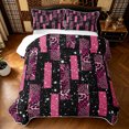 thumbnail image 2 of Manfei Glitter Leopard Print Twin Quilt Set, Old Fashion Abstract Twin Coverlet Set, Pink Black, Black Reversible, 2-Piece, 1 Bedspread and 1 Pillowcase, 2 of 7