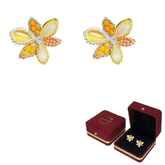 LTS EMIRA Colorful Beaded Flower Earrings Bohemia Earrings Rainbow Earrings Seed Statement Earring for Women Summer Beach Jewelry