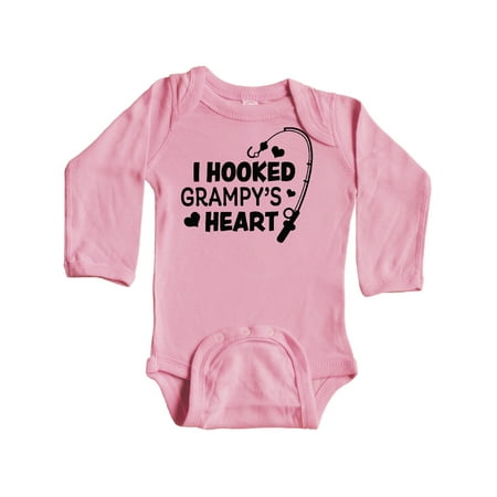 

Inktastic I Hooked Grampy s Heart with Fishing Rod Gift Baby Boy or Baby Girl Long Sleeve Bodysuit