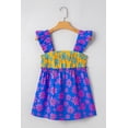 thumbnail image 3 of Women's Blue Floral Colorblock Flutter Straps Flowy Tank Top for Summer - [ZhiHiMeRi] | (US 12-14)L, 3 of 11
