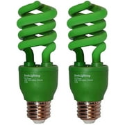 SleekLighting 13 Watt Green Spiral CFL Light Bulb 120Volt, E26 Medium Base. (Pack of 2)