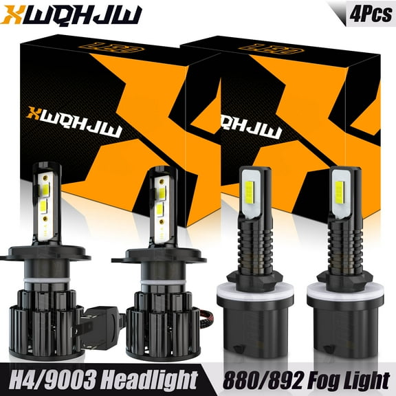 4Pcs H4 9003 LED Headlight High/Low Beam   880 893 899 890 Fog Light Bulbs 6000K White