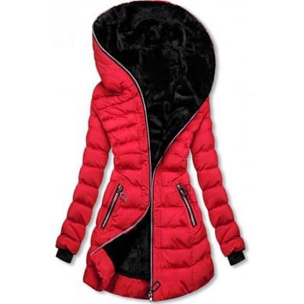 Abrigo de algodón de invierno para mujer, cálido con capucha y terciopelo, abrigo de algodón, abrigo largo, abrigo de algodón negro