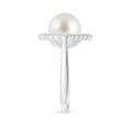 thumbnail image 3 of Angara South Sea Cultured Pearl Cushion Halo Engagement Ring in 14K White Gold for Women | June Birthstone Jewelry for Her, 3 of 8