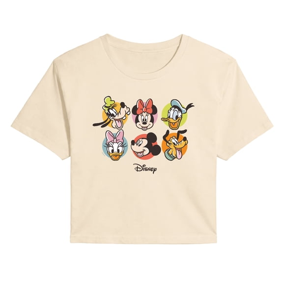 Disney - Character Heads - Juniors Cropped Graphic T-Shirt