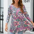 thumbnail image 3 of ENMAIN Women's 3/4 Sleeve Tops Casual Fall Shirt Plus Size Tunics to Wear with Leggings Pink Paisley, 3 of 8