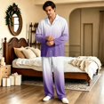 thumbnail image 5 of Dwelliawo Men's Cotton Pajama Sets, Soft Plaid PJS Long Sleeve Sleepwear 2 Piece Button Down Lounge Set Light Gray 2xL, 5 of 5