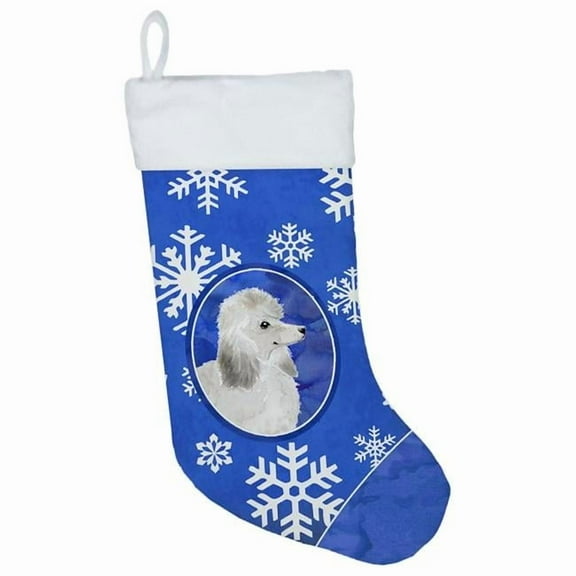 Carolines Treasures CK3958CS Winter Snowflakes Silver Poodle Christmas Stocking