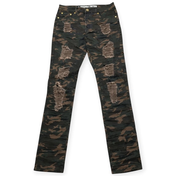 Argonaut Nations Men Rip Denim Pants - Reg Fit - Woodland