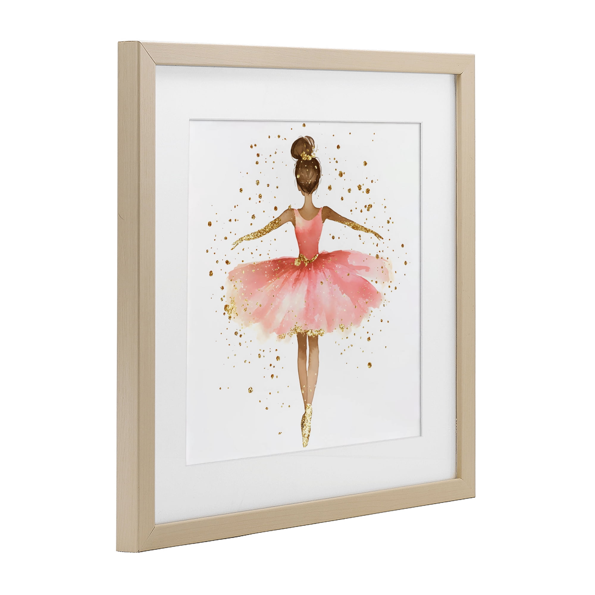 Stupell Industries Ballerina with Gold Glitter Birch Framed Print Under Glass, design by Creative Studio
