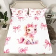 thumbnail image 2 of Erosebridal Cartoon Unicorn Sheet Set Full, Pink Bow-tie Bedding Sets Full Size, Cute Animal Decor 4pcs, 2 of 7