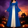 thumbnail image 2 of Palace Dresses for Women Long Sleeve Ruffle Hem Elegant Color Block Fashion Halloween Party Dress, 2 of 9