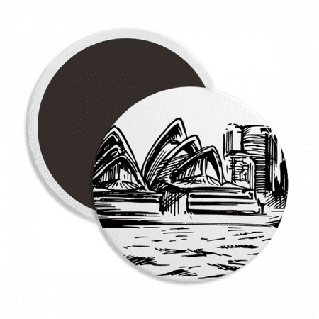 

Australia Sydney Opera House Sketch Round Ceracs Fridge Magnet Keepsake Decoration