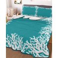 thumbnail image 3 of Quilts Full Size, Aqua Coastal Coral Soft Comforter Bedding Set for Bed, White Ocean Marine Sea Nautical Beach Lightweight Quilted Bedspread with Pillow Cover(2 Pieces) for All Season, 78x90 Inch, 3 of 6