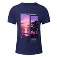 thumbnail image 4 of Men Short Sleeve T Shirts Graphic Color Crewneck Tee Soft Comfy Summer Tops Workout Athletic Tshirt Navy,M, 4 of 5