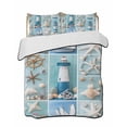 thumbnail image 2 of Quilts Twin Size, Nautical Lighthouse Soft Comforter Bedding Set for Bed, Ocean Starfish Anchor Sailboat Shell Lightweight Quilted Bedspread with Pillow Cover(2 Pieces) for All Season, 68x86 Inch, 2 of 6