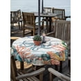 thumbnail image 2 of Outdoor Tablecloth with Umbrella Hole for Patio/Picnic/Party/Camping, Octopus Coastal Waterproof Table Cloth Round Cover Washable, Summer Nautical Starfish Coral Grey Wooden (Dia 60"), 2 of 8