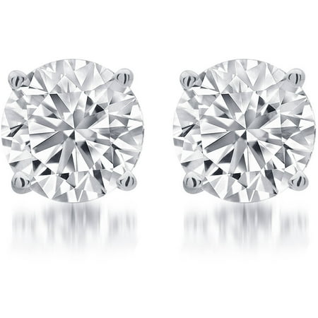 1/4 Carat T.W. Round White Diamond Sterling Silver Stud Earrings