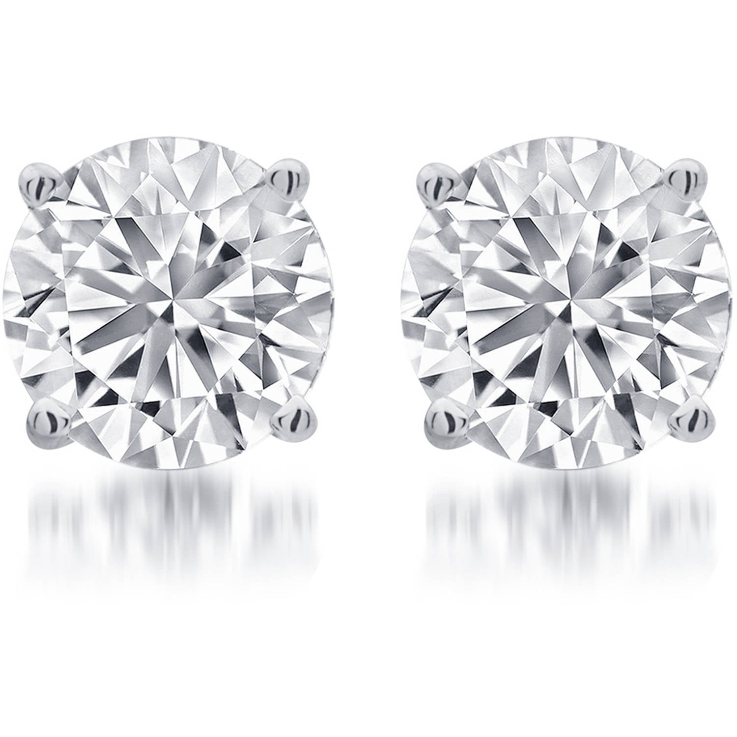 1/4 Carat T.W. Round White Diamond Sterling Silver Stud Earring.