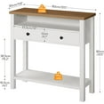 thumbnail image 3 of HOOBRO 31.5" Farmhouse Entryway Table with 2 Drawers Sofa Table with Wooden Frame Hallway White and Walnut WH16XG01, 3 of 9
