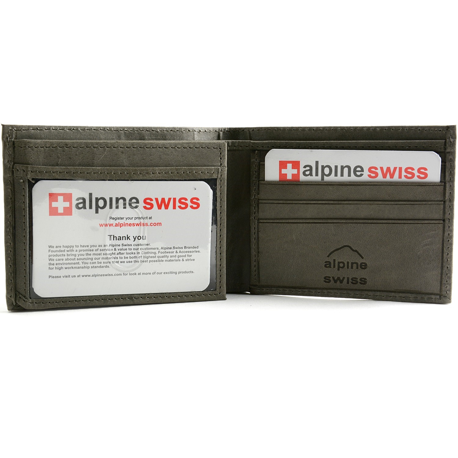 Alpine Swiss Mens Wallet Real Leather Bifold Trifold Hybrid Foldout ID Card Case - image 4 of 4