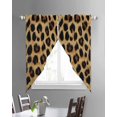 thumbnail image 3 of Leopard Print Swag Valances for Windows, Brown Yellow Retro Animal Fur Pattern Rod Pocket Sheer Valances for Large Windows, Swag Toppers Light Filtering for Kitchen Living Room 2 Panels 36''x63'', 3 of 6