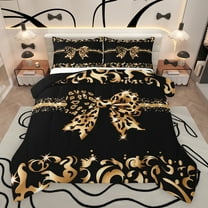 Castle Fairy Teenagers Bling Glitter Bowknot Full Size Comforter Sets 3-Piece,Leopard Print Bow-Tie Bedding Comforter Set,Vintage Chic Flower Old Fashion Lightweight Bedding Sets