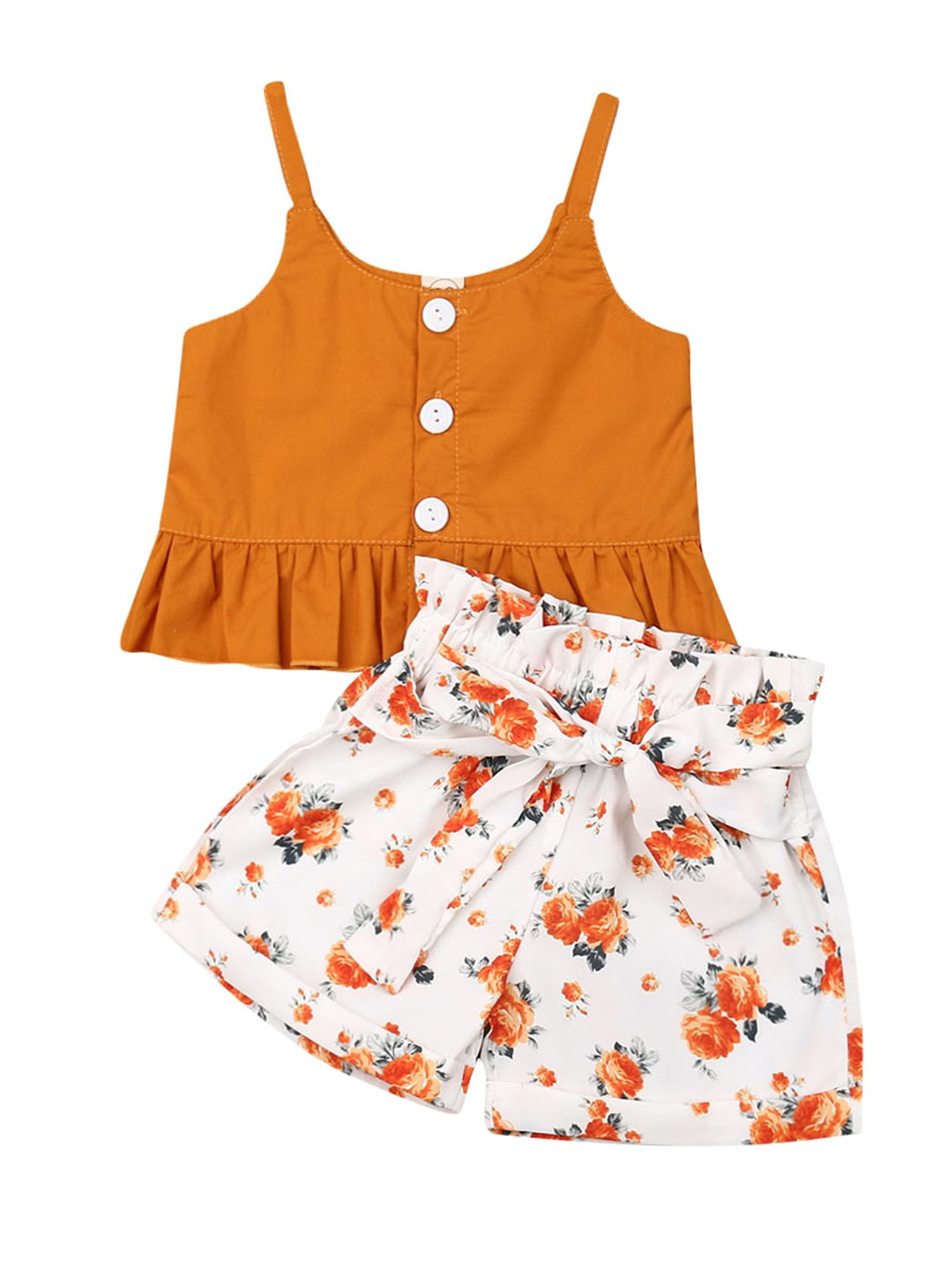 2pcs Kids Toddler Baby Girl Clothes T-shirt Tops+Short Pants Sunsuit Outfits Set
