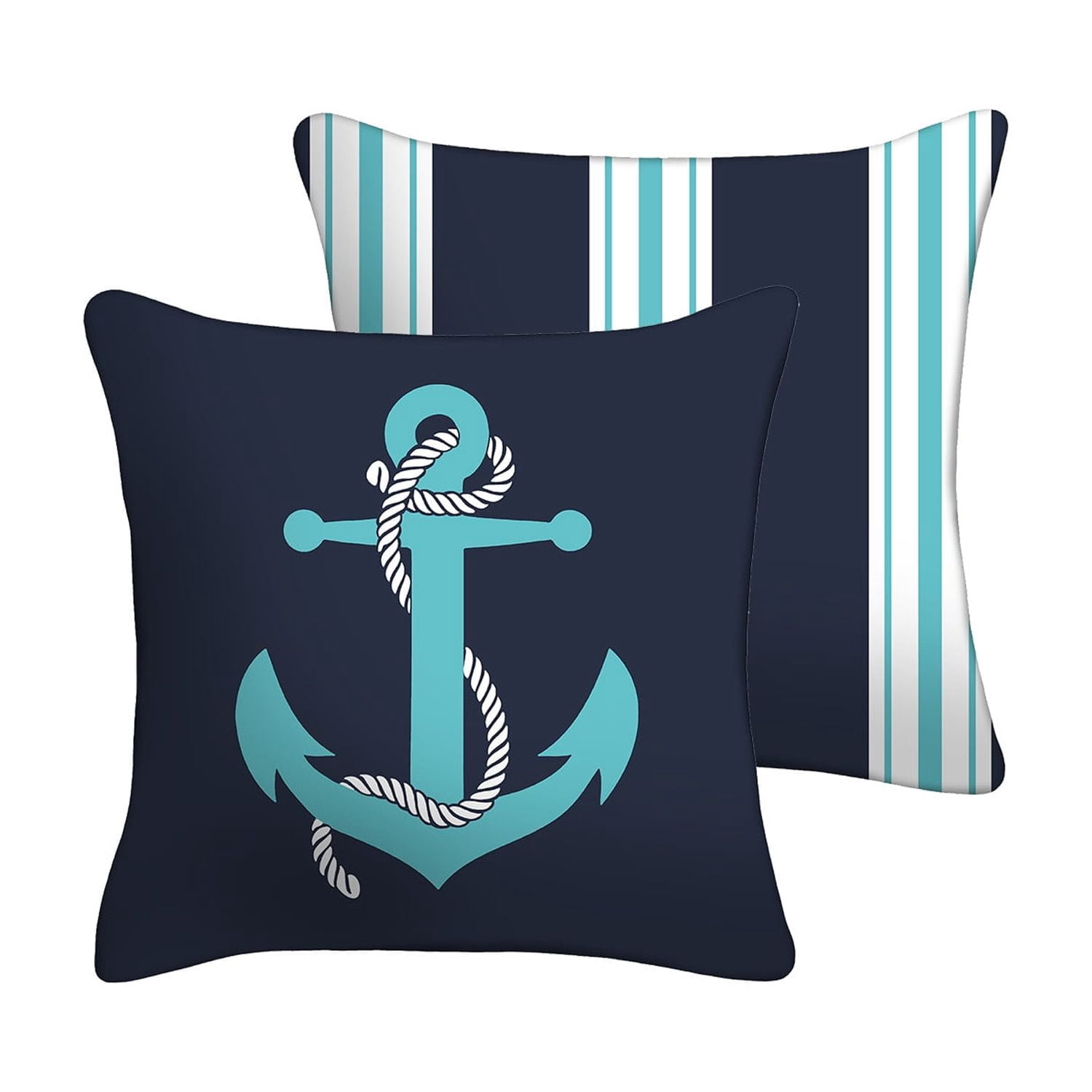 Mainstays 16 in x 16 in Anchor Decorative Outdoor Throw Pillow, Blue
