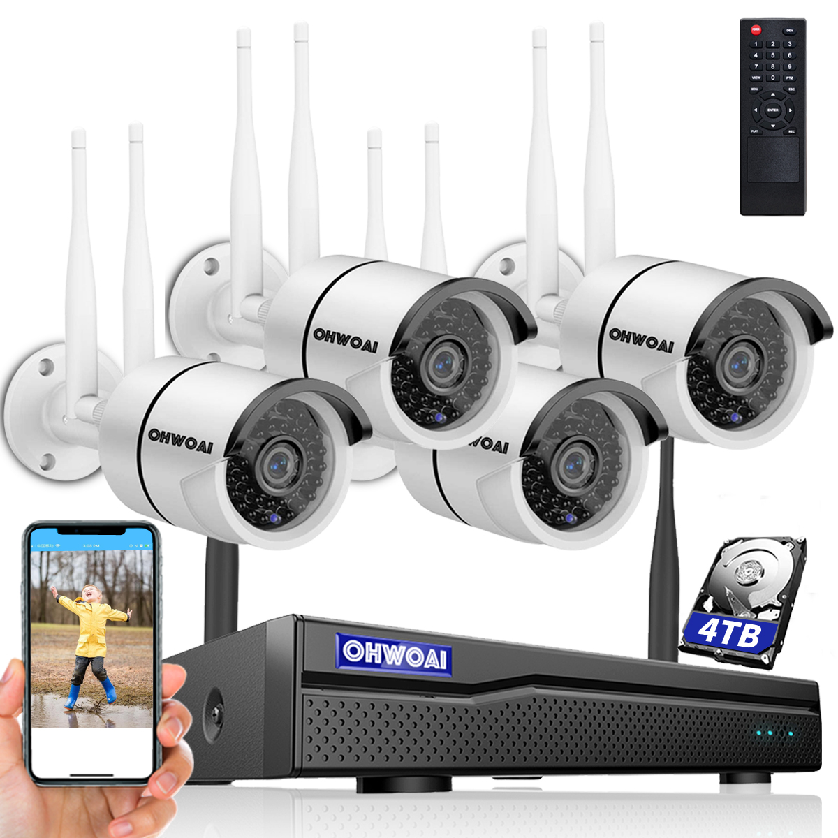 {4Pcs 5.0MP Dual Antenna Signal Enhancement} Home WiFi security Camera