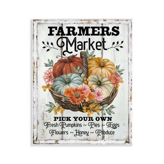 Stupell Industries Farmers Market Pumpkin Basket Holiday Painting Unframed Art Prints Wall Art, 11 x 14