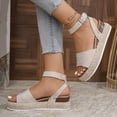 thumbnail image 4 of WILLBEST Sandalias De Mujer Para Vacaciones Informales Y Al Aire Libre. Diseño De Punta Abierta Con Parte Superior De Cuero Y Tacón De Cuña Para Atuendos De Verano Como Jeans Y Vestidos., 4 of 8