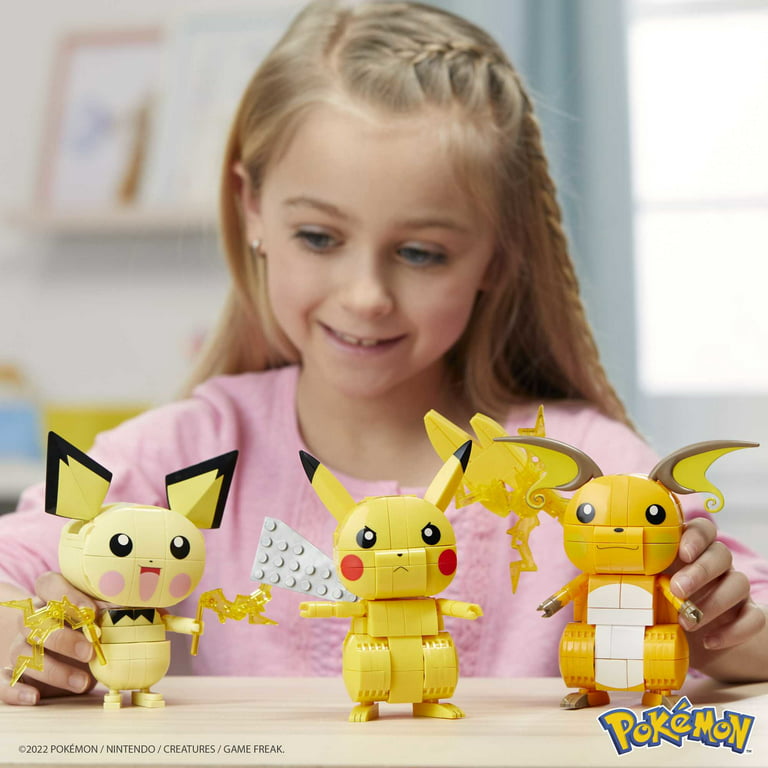 MEGA Pokemon Build & Show Pikachu Evolution Trio Construction Set, Building  Toys for Kids