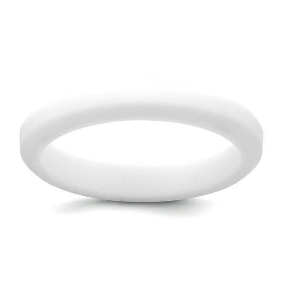 Silicone White 4mm Ridged Edge Band Size 5 Ring for Women and Men