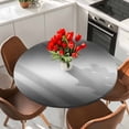 thumbnail image 2 of Black Grey Ombre Round Tablecloth 55-60 Inch Round Fitted Table Cloth with Elastic Edge, Contemporary Abstract Gradient Waterproof Table Cover Protector for Outdoor Picnic Party Dining, 2 of 9